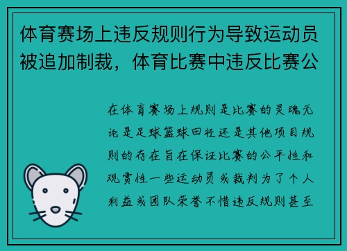 体育赛场上违反规则行为导致运动员被追加制裁，体育比赛中违反比赛公平的裁判被称为